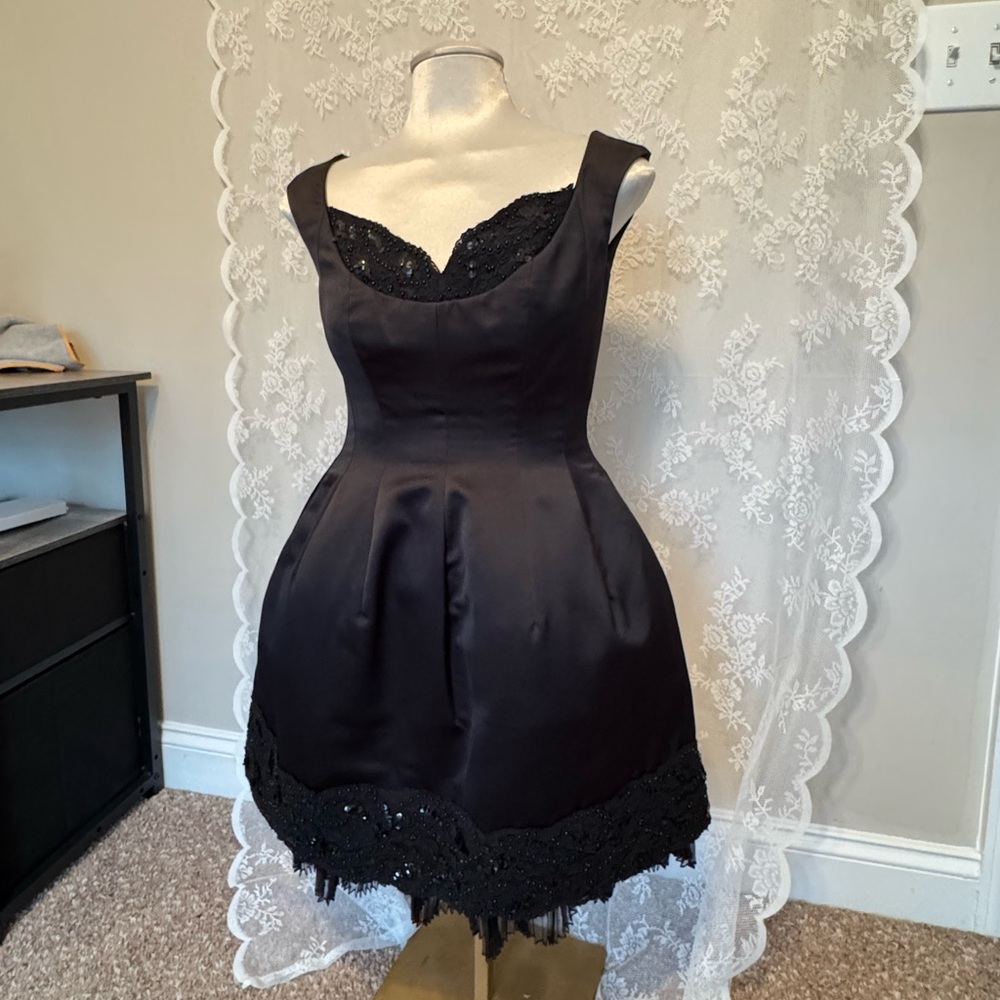 Vintage Oleg Cassini Black Tie II Little Black Dress – Size 4